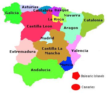 Figure 1 - The 17 autonomous regions of Spain, shown with their Spanish names 
(except for Euskadi, the Basque name for the Autonomous Community of the Basque Country). 